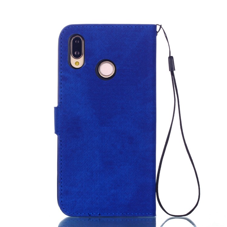 Cloth Texture PU Leather Card Holder Phone Case for Huawei P20 lite (2019) - Blue-2