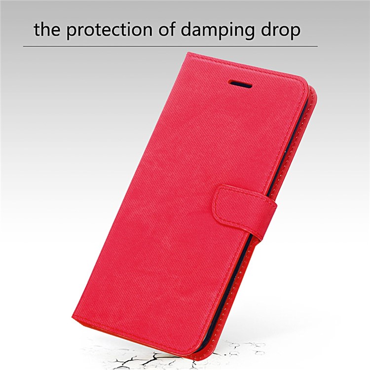 Cloth Texture PU Leather Card Holder Phone Case for Huawei P20 lite (2019) - Red-10