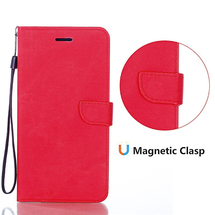 Cloth Texture PU Leather Card Holder Phone Case for Huawei P20 lite (2019) - Red-3