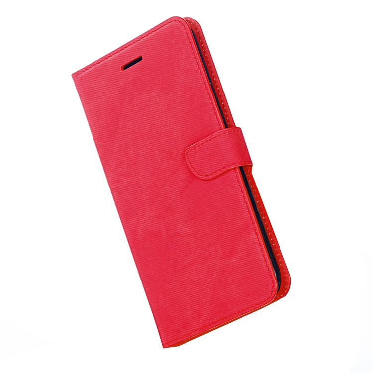 Cloth Texture PU Leather Card Holder Phone Case for Huawei P20 lite (2019) - Red-9