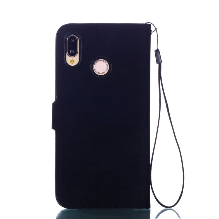 Cloth Texture PU Leather Card Holder Phone Case for Huawei P20 lite (2019) - Dark Blue-3