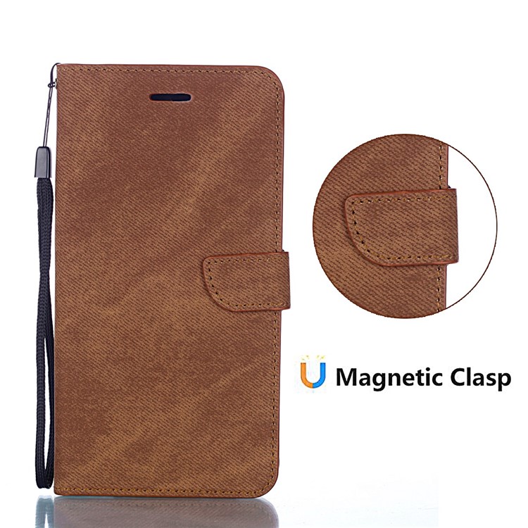 Cloth Texture PU Leather Card Holder Phone Case for Huawei P20 lite (2019) - Brown-1