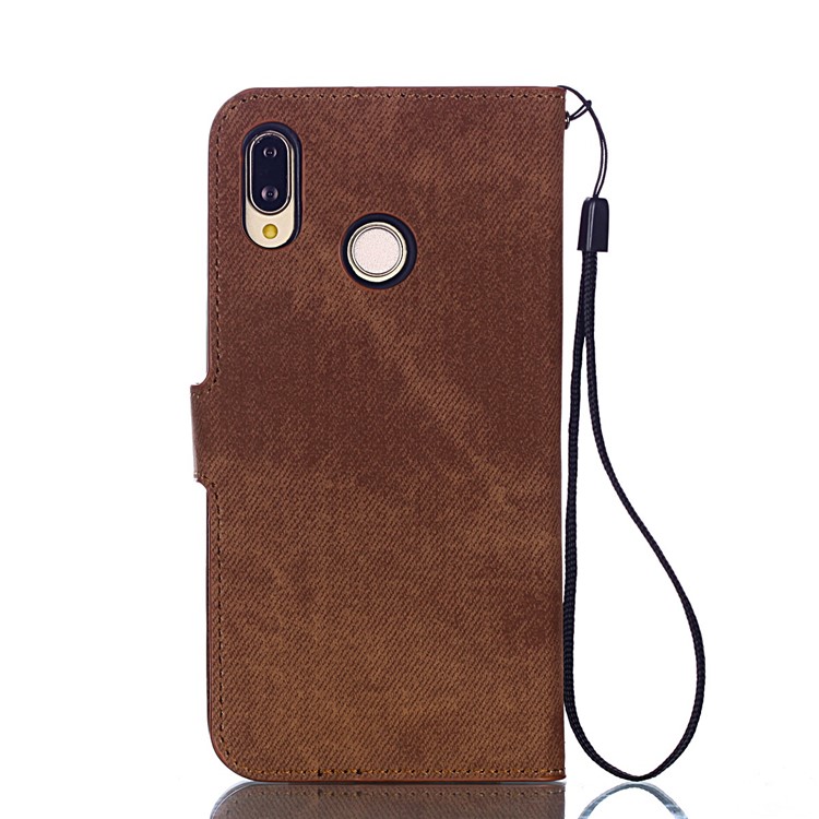 Cloth Texture PU Leather Card Holder Phone Case for Huawei P20 lite (2019) - Brown-2