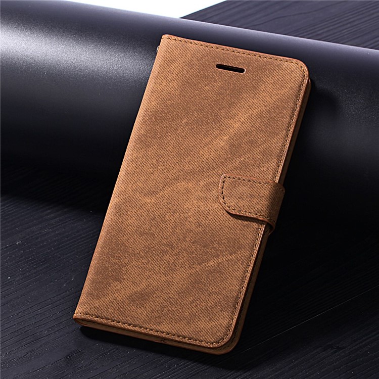 Cloth Texture PU Leather Card Holder Phone Case for Huawei P20 lite (2019) - Brown-7