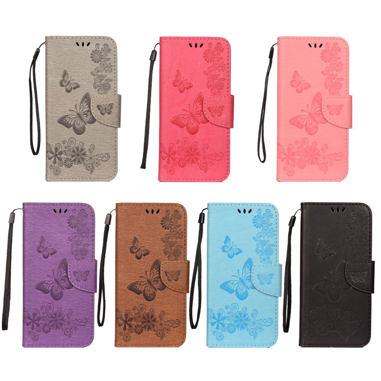 Imprint Butterfly Flower Leather Wallet Case for Huawei P Smart Z - Grey-8