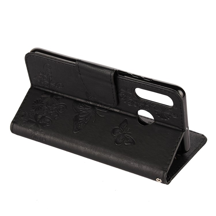 Imprint Butterfly Flower Leather Wallet Case for Huawei P Smart Z - Black-5