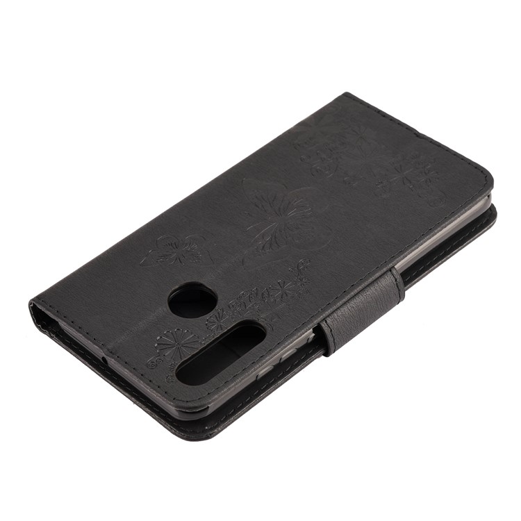 Imprint Butterfly Flower Leather Wallet Case for Huawei P Smart Z - Black-6