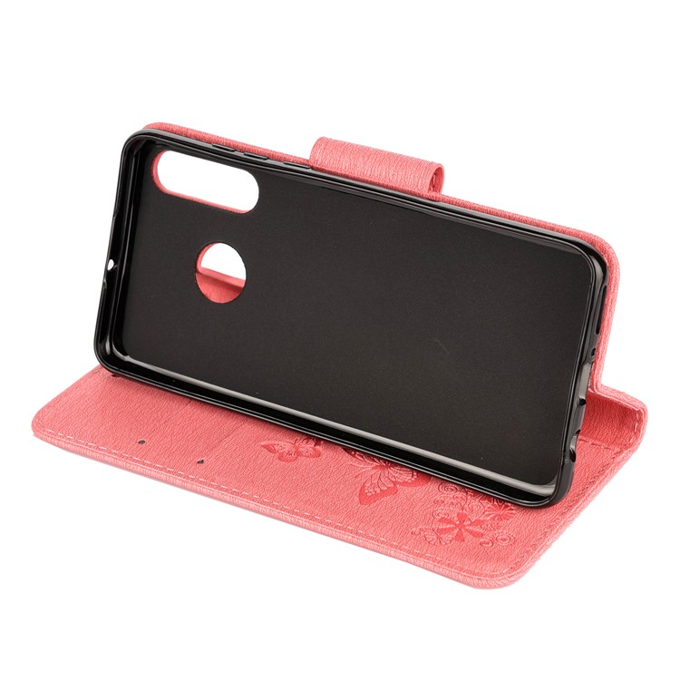 Imprint Butterfly Flower Leather Wallet Case for Huawei P Smart Z - Pink-5