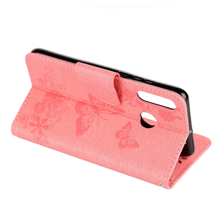 Imprint Butterfly Flower Leather Wallet Case for Huawei P Smart Z - Pink-6