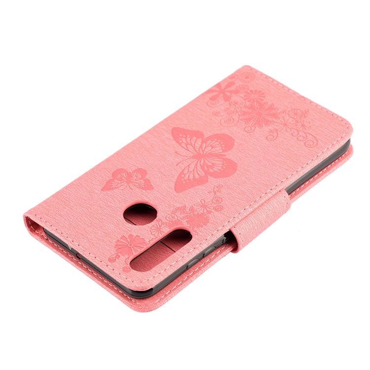 Imprint Butterfly Flower Leather Wallet Case for Huawei P Smart Z - Pink-7