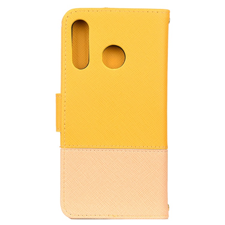 Color-block Cross Texture PU Leather Wallet Stand Phone Cover for Huawei P Smart Z - Yellow-2