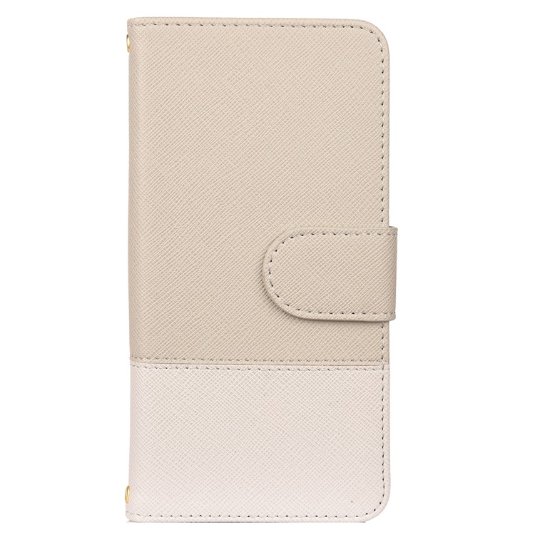Color-block Cross Texture PU Leather Wallet Stand Phone Cover for Huawei P Smart Z - Beige-1