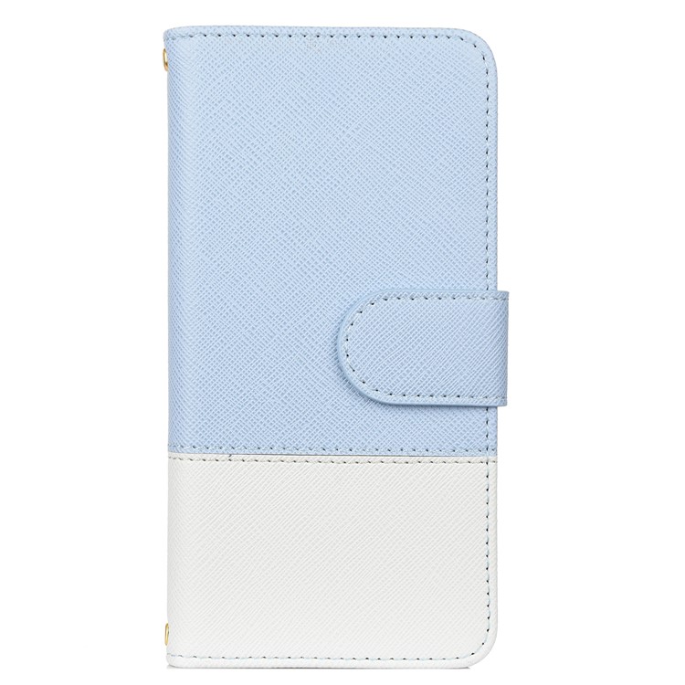 Color-block Cross Texture PU Leather Wallet Stand Phone Cover for Huawei P Smart Z - Baby Blue-1