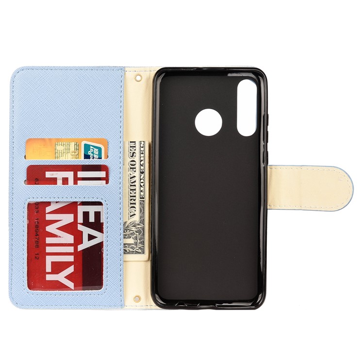 Color-block Cross Texture PU Leather Wallet Stand Phone Cover for Huawei P Smart Z - Baby Blue-3