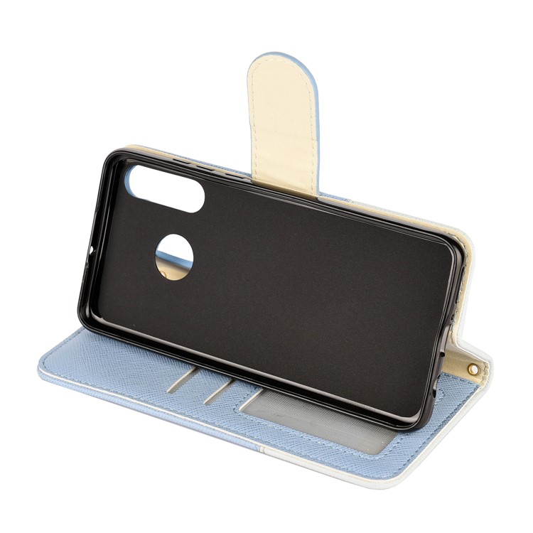 Color-block Cross Texture PU Leather Wallet Stand Phone Cover for Huawei P Smart Z - Baby Blue-4