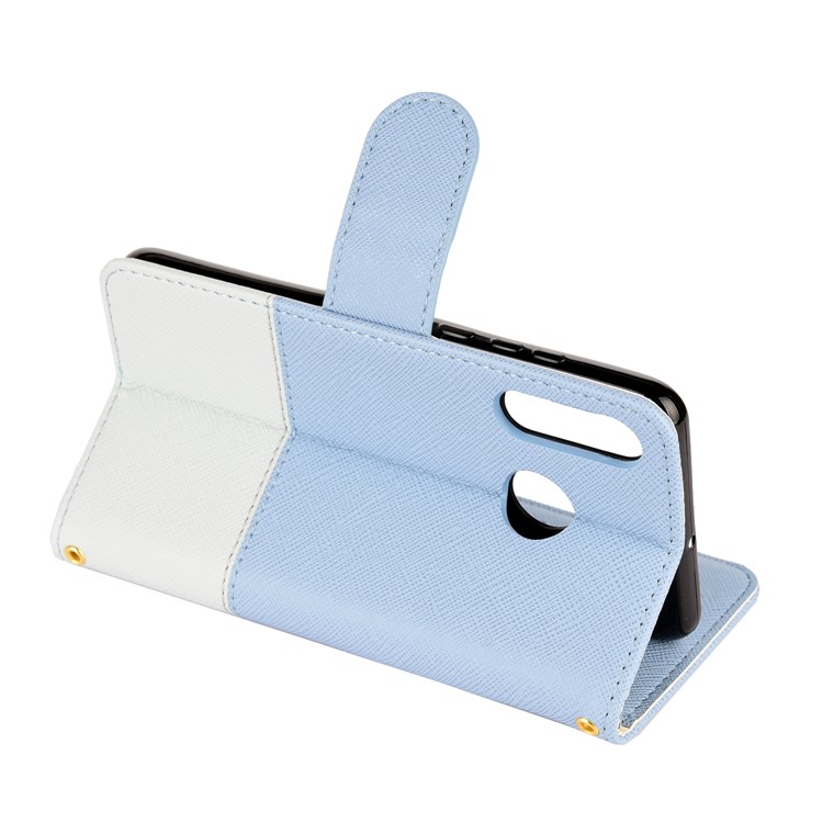 Color-block Cross Texture PU Leather Wallet Stand Phone Cover for Huawei P Smart Z - Baby Blue-5