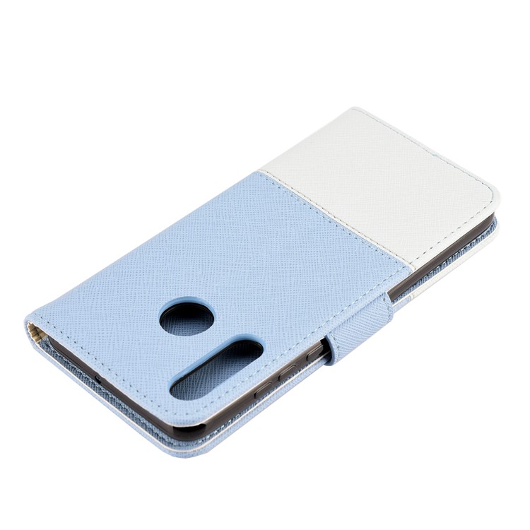 Color-block Cross Texture PU Leather Wallet Stand Phone Cover for Huawei P Smart Z - Baby Blue-6