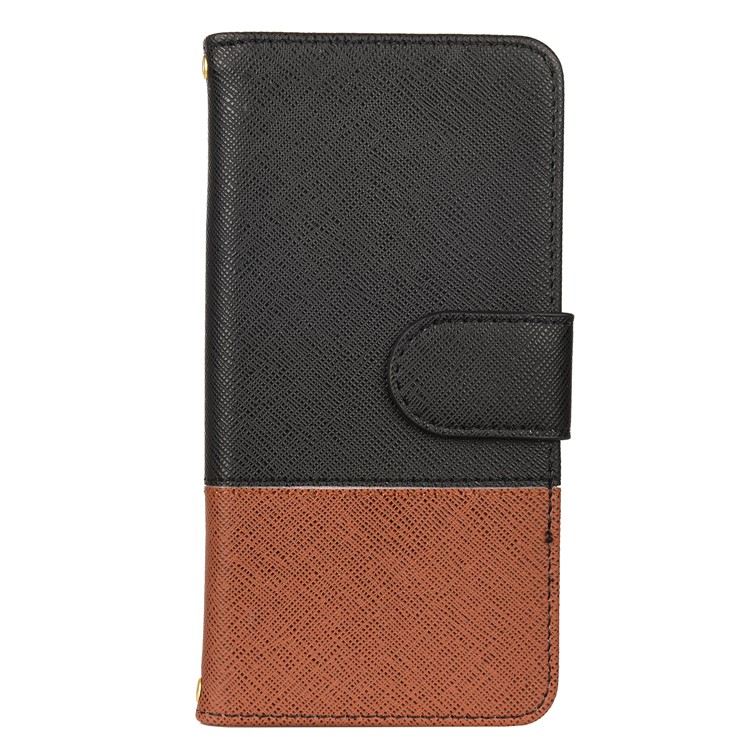 Color-block Cross Texture PU Leather Wallet Stand Phone Cover for Huawei P Smart Z - Black-1