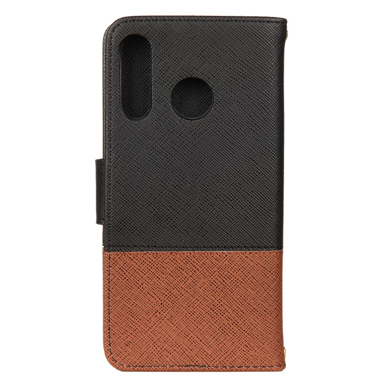 Color-block Cross Texture PU Leather Wallet Stand Phone Cover for Huawei P Smart Z - Black-2