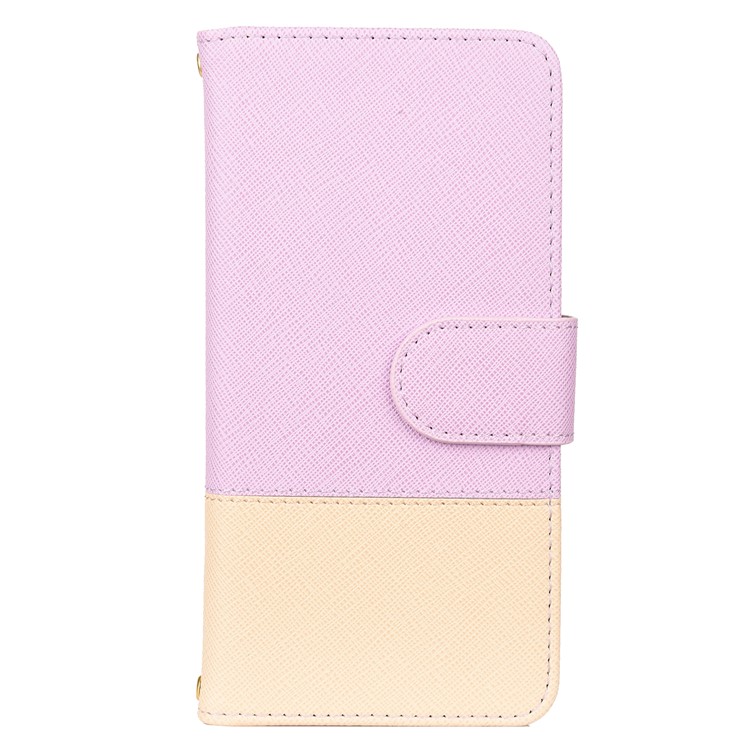 Color-block Cross Texture PU Leather Wallet Stand Phone Cover for Huawei P Smart Z - Purple-1