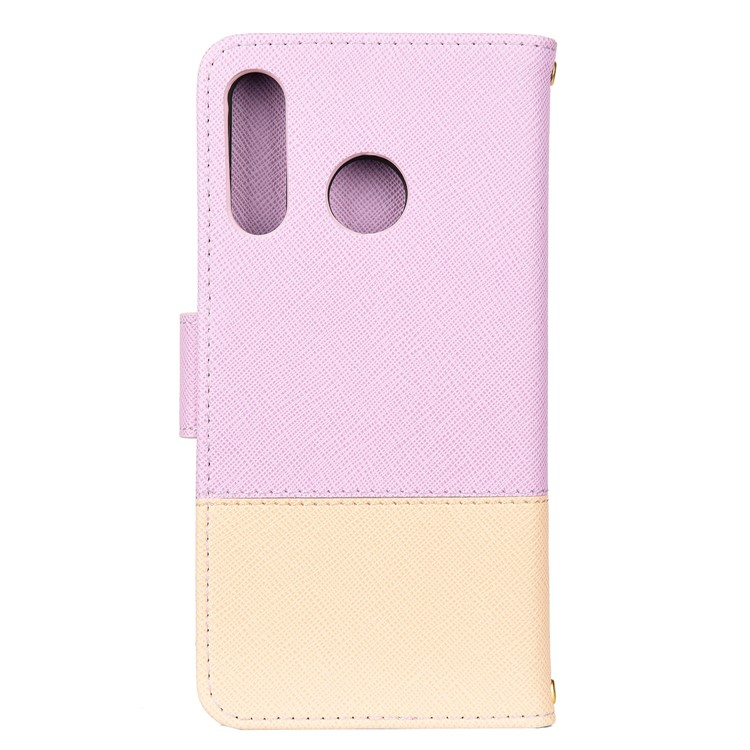 Color-block Cross Texture PU Leather Wallet Stand Phone Cover for Huawei P Smart Z - Purple-2