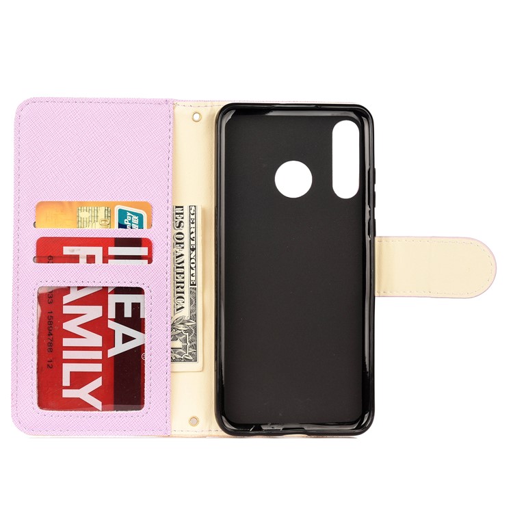 Color-block Cross Texture PU Leather Wallet Stand Phone Cover for Huawei P Smart Z - Purple-3