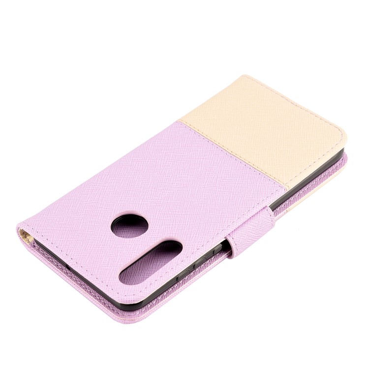 Color-block Cross Texture PU Leather Wallet Stand Phone Cover for Huawei P Smart Z - Purple-6