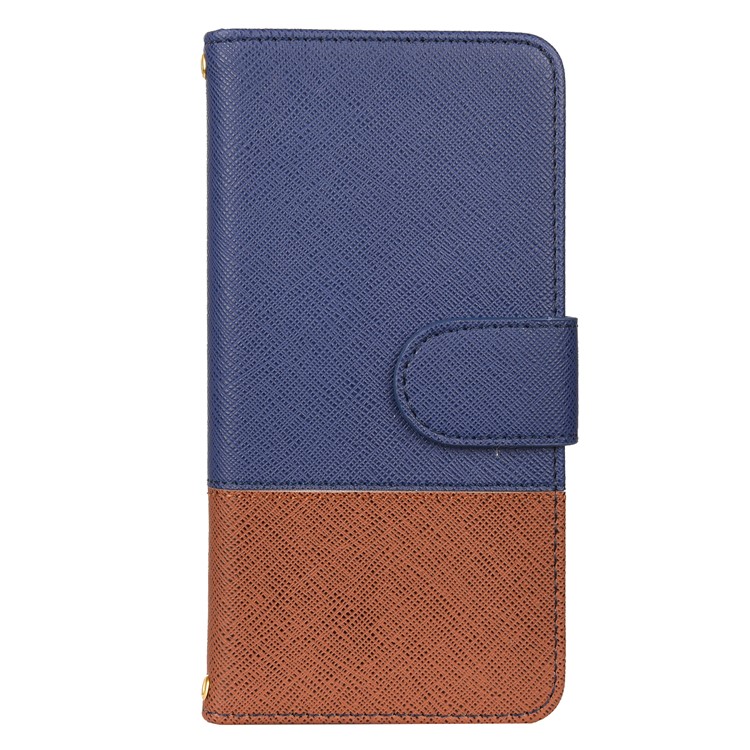 Color-block Cross Texture PU Leather Wallet Stand Phone Cover for Huawei P Smart Z - Dark Blue-1