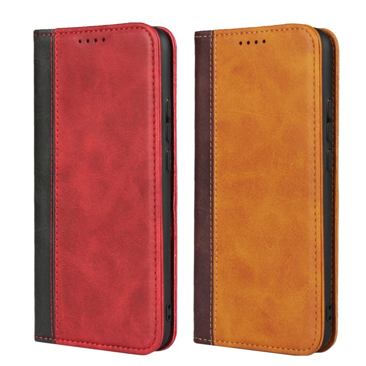 Bi-color Splicing Magnetic Case Stand Leather Wallet Case for Huawei Mate 20 Lite / Maimang 7 - Red-2