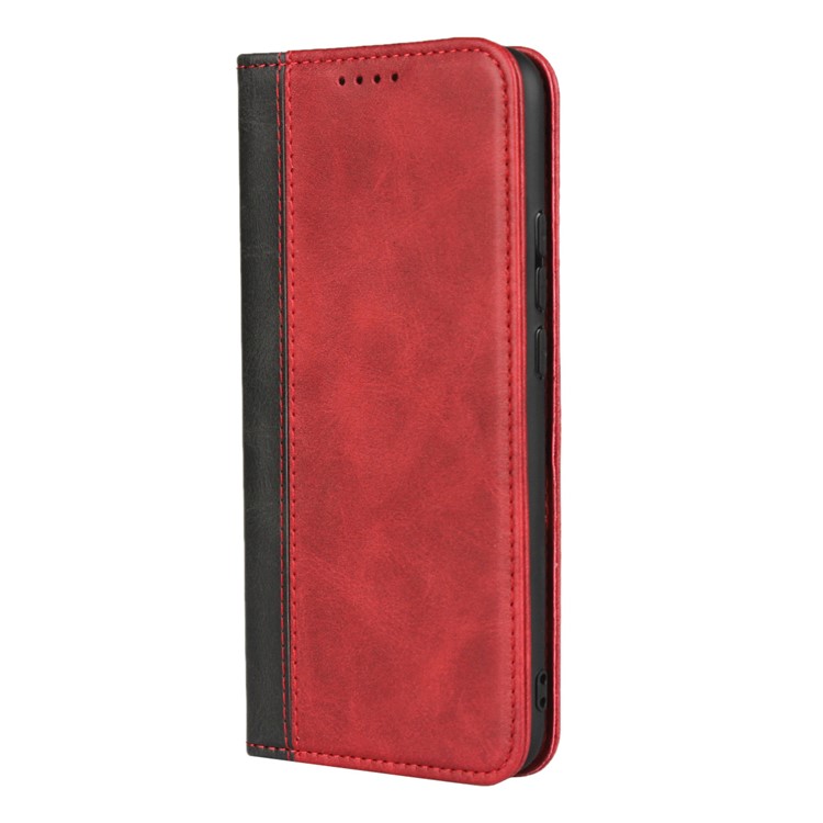 Bi-color Splicing Magnetic Case Stand Leather Wallet Case for Huawei Mate 20 Lite / Maimang 7 - Red-3