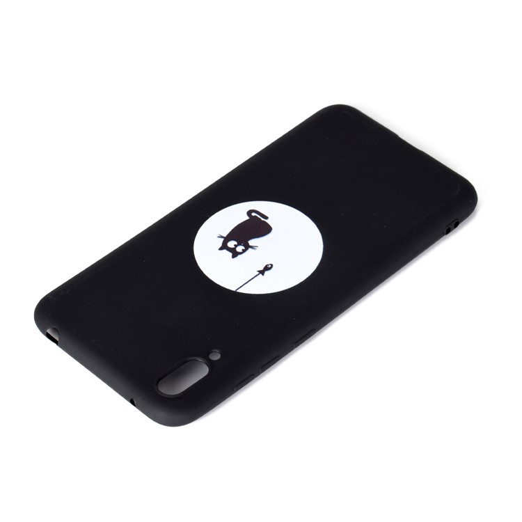 Pattern Printing Matte TPU Phone Shell for Huawei Enjoy 9 - Kitten Eating Fish-4