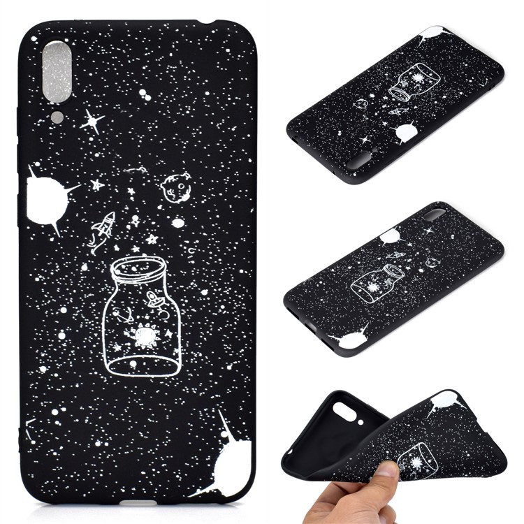 Pattern Printing Matte TPU Phone Shell for Huawei Enjoy 9 - Starry Sky and Drift Bottle-1