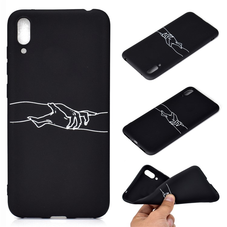 Pattern Printing Matte TPU Phone Shell for Huawei Enjoy 9 - Holding Hands-1