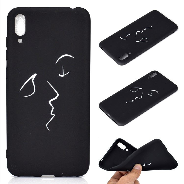 Pattern Printing Matte TPU Phone Shell for Huawei Enjoy 9 - Human Face-1