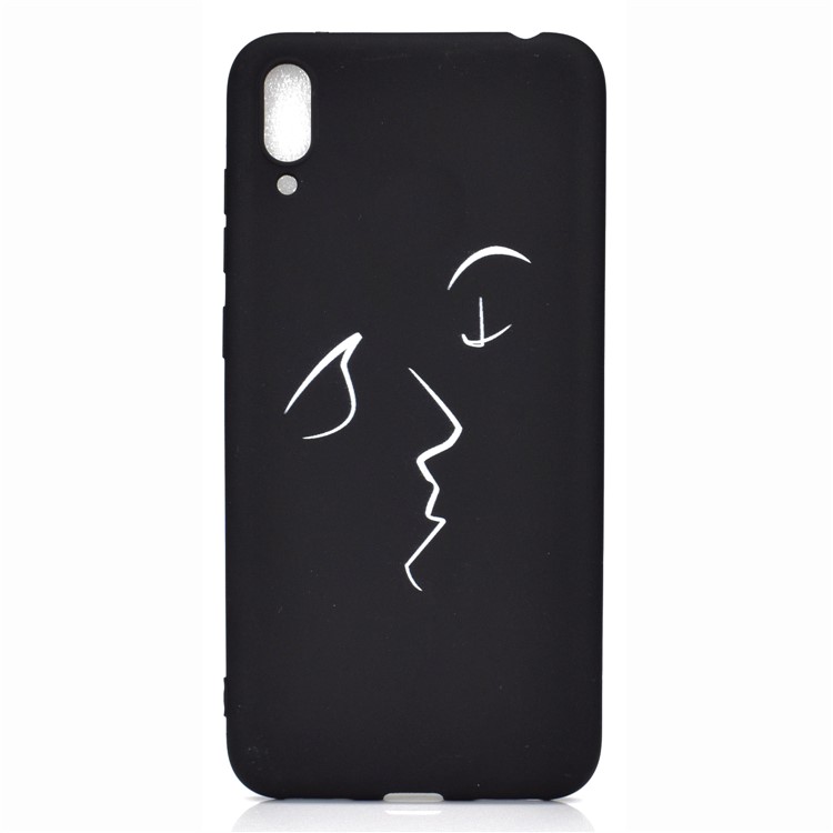 Pattern Printing Matte TPU Phone Shell for Huawei Enjoy 9 - Human Face-2