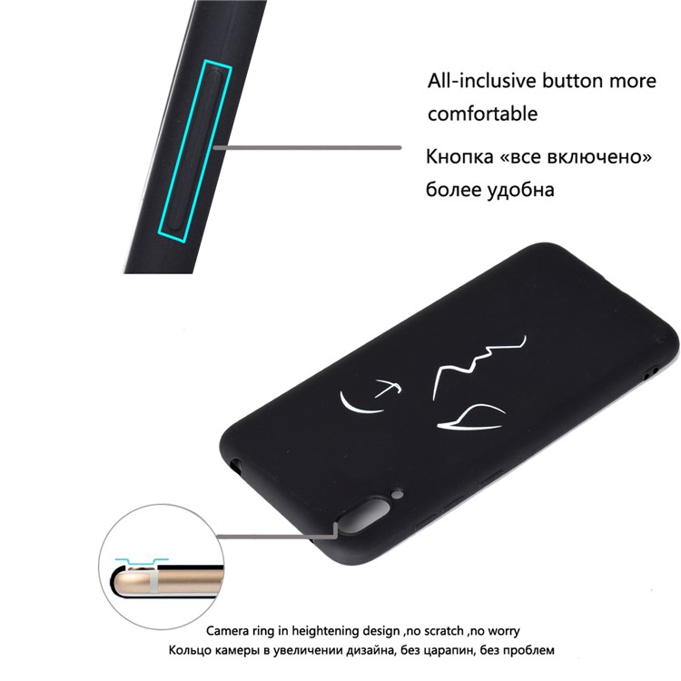 Pattern Printing Matte TPU Phone Shell for Huawei Enjoy 9 - Human Face-4