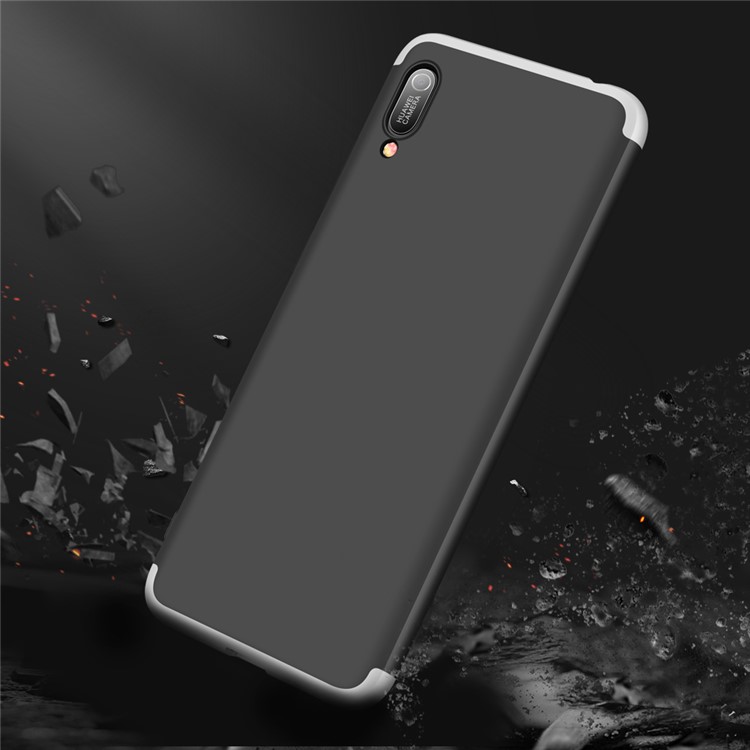 GKK Detachable 3-Piece Matte Hard PC Case for Huawei Y6 (2019, without Fingerprint Sensor) / Y6 Pro (2019) / Enjoy 9e - Silver / Black-4