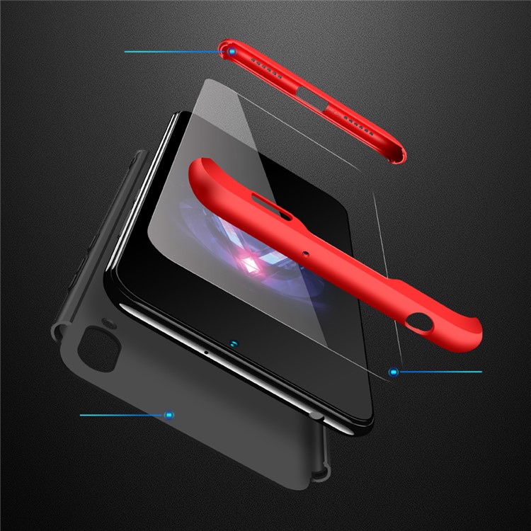 GKK Detachable 3-Piece Matte Hard PC Case for Huawei Y6 (2019, without Fingerprint Sensor) / Y6 Pro (2019) / Enjoy 9e - Red / Black-3