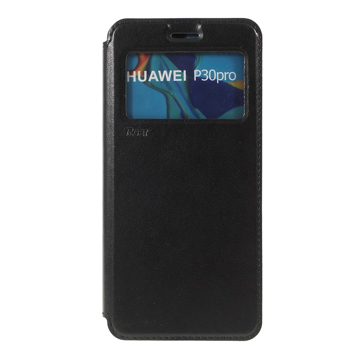 ROAR KOREA Auto-absorbed View Window Card Slot Flip Leather Casing for Huawei P30 Pro - Black-3