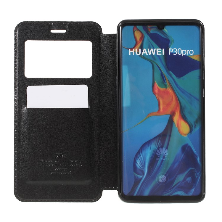 ROAR KOREA Auto-absorbed View Window Card Slot Flip Leather Casing for Huawei P30 Pro - Black-8