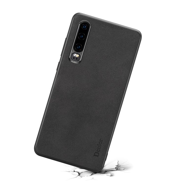 Velvet Matte TPU + PU Leather Hybrid Phone Shell for Huawei P30 - Black-2