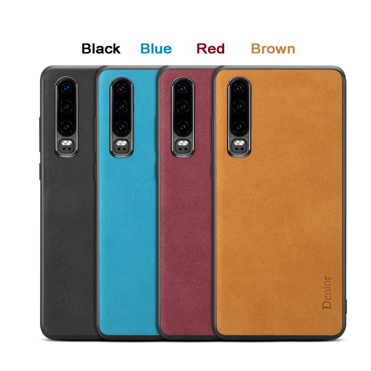 Velvet Matte TPU + PU Leather Hybrid Phone Shell for Huawei P30 - Black-7