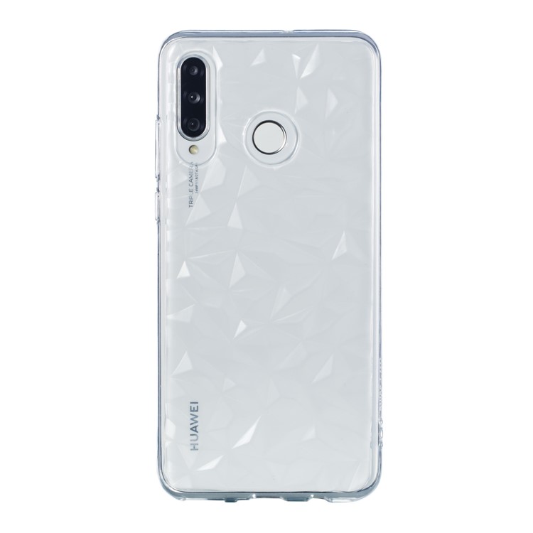 3D Diamond Texture Soft TPU Phone Cover for Huawei P30 Lite - Transparent-2