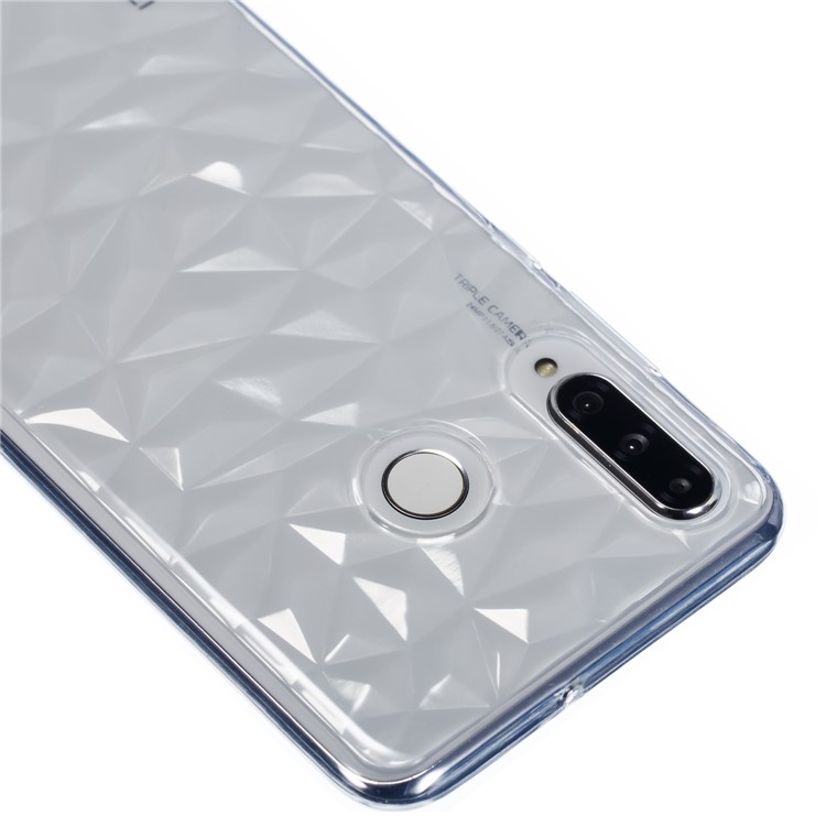 3D Diamond Texture Soft TPU Phone Cover for Huawei P30 Lite - Transparent-5