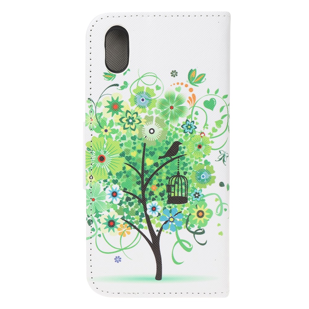 Pattern Printing Cross Texture Leather Wallet Case for Huawei Y5 (2019) - Green Tree-2