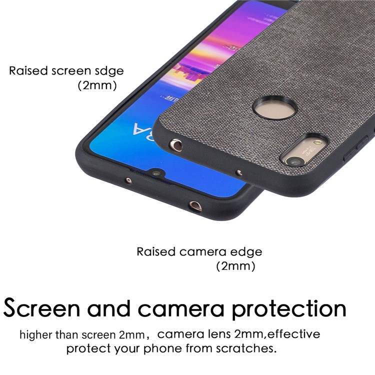 Denim PU Leather Coated TPU Casing for Huawei Y6 (2019, with Fingerprint Sensor)/Y6 Prime (2019)/Honor 8A - Dark Grey-3