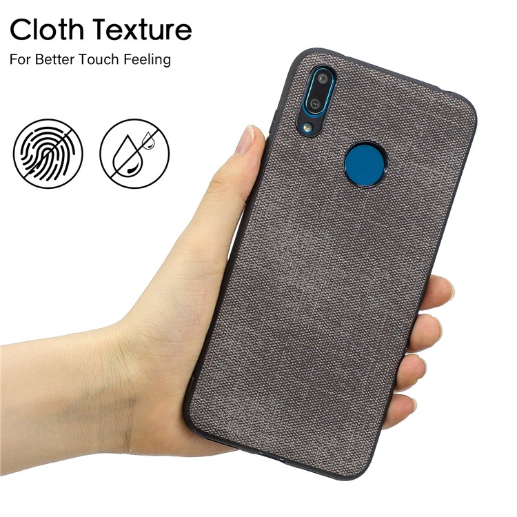 Denim PU Leather Coated TPU Phone Shell for Huawei Y7 (2019) - Dark Grey-5