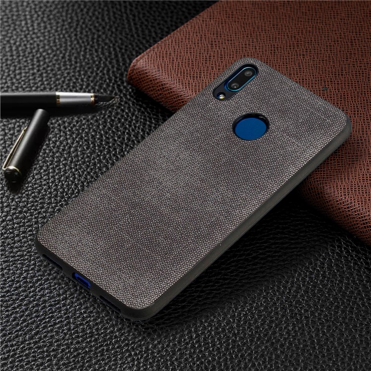 Denim PU Leather Coated TPU Phone Shell for Huawei Y7 (2019) - Dark Grey-7