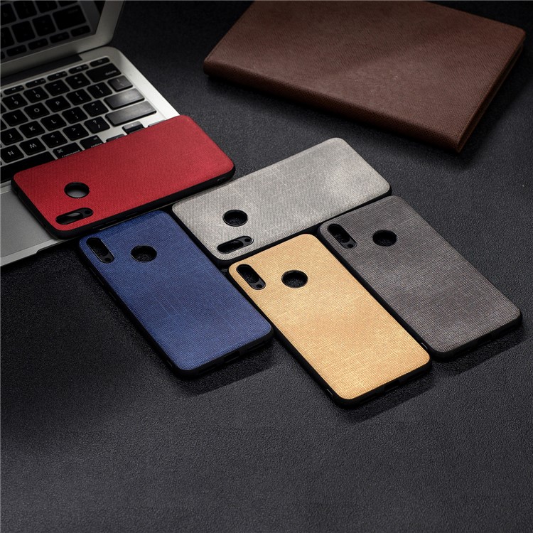 Denim PU Leather Coated TPU Phone Shell for Huawei Y7 (2019) - Dark Grey-9