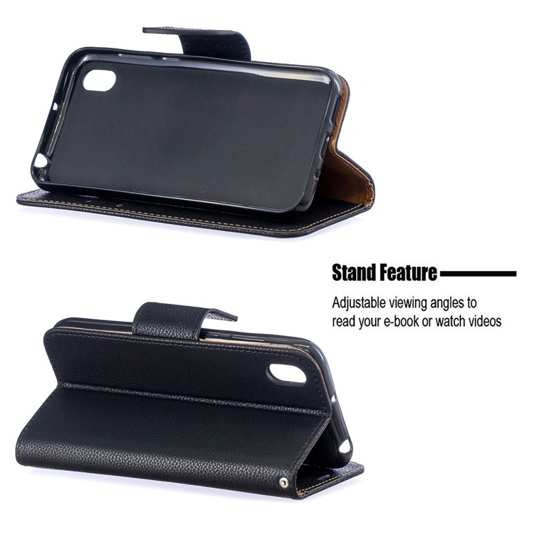 Litchi Skin Leather Wallet Case for Huawei Y5 (2019) / Honor 8S - Black-5